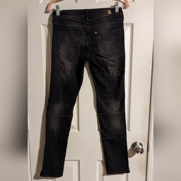 H&M &denim Dark Gray Moto Skinny Jeans 26 Low Waist Ankle Stretchy - Picture 5 of 7